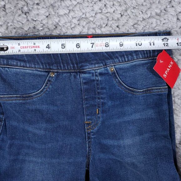 Spanx Distressed Ankle Skinny Jeans Legging Blue Medium Wash Pull On Size XS - Picture 9 of 12